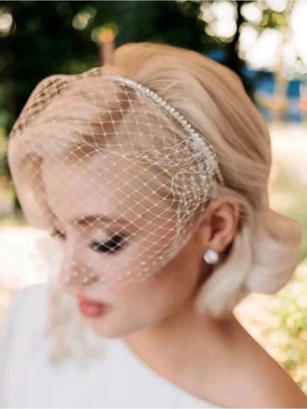 Elegant Bridal Birdcage Veil Crystal Headband